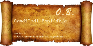 Ormándi Bonifác névjegykártya
